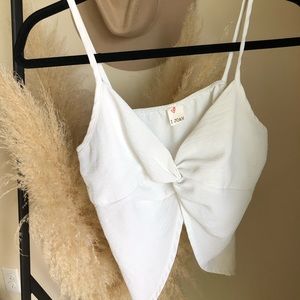 White twist crop tank